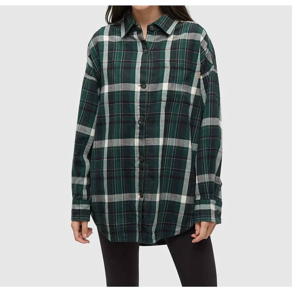 NEW TENTREE fernwood flannel shirt in forest pine/skyline plaid
